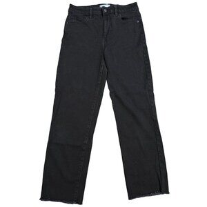 Carly Jean Womens Size 7 Black Denim Chrissy Classic Vtg Jeans Raw Hem Straight